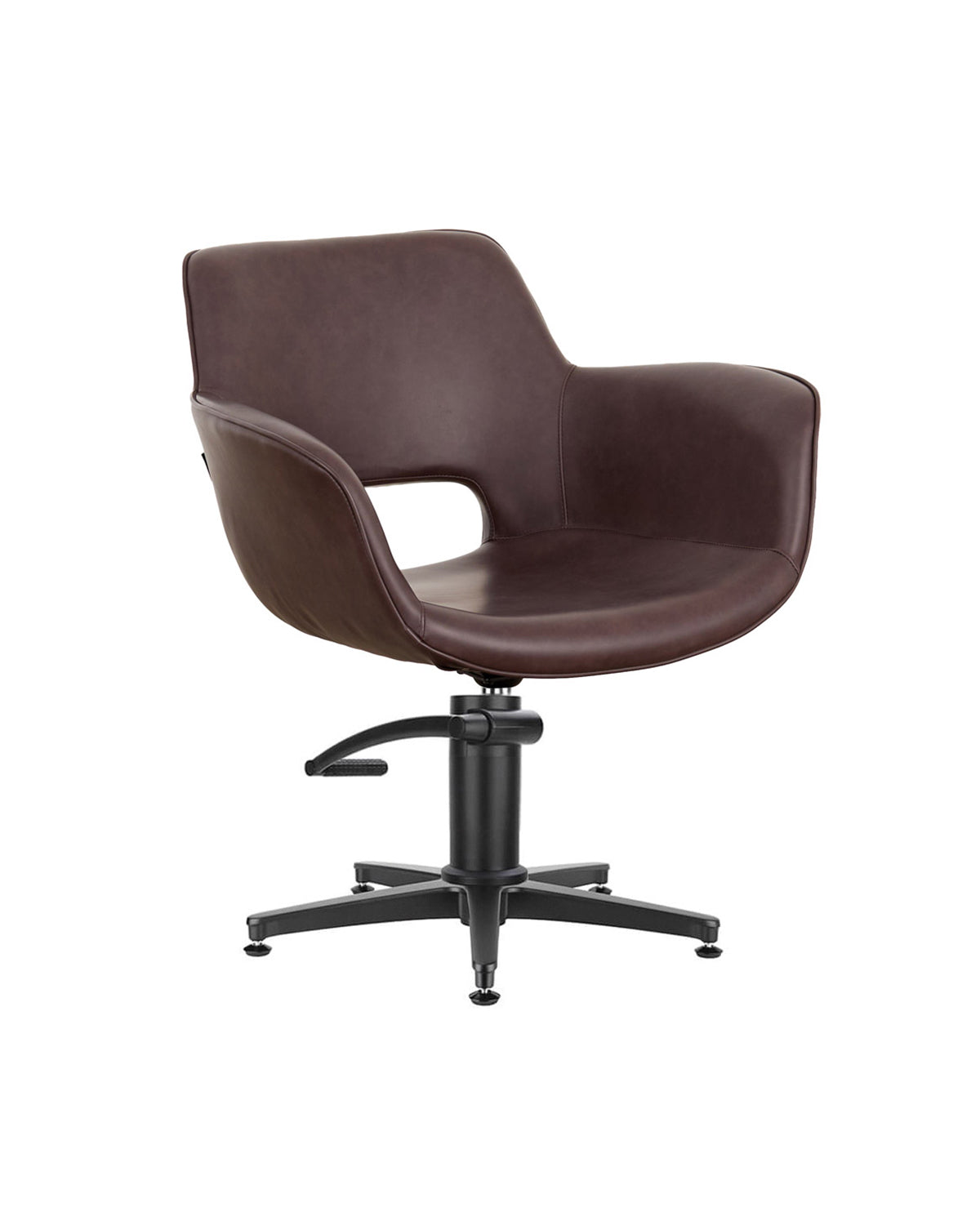 Milo Merlot - Sillón de peluquería marrón con base estrella negra
